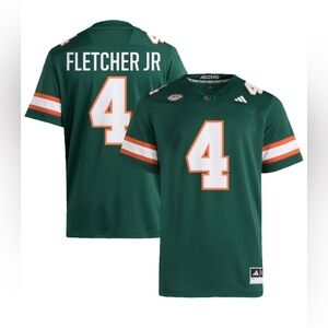 NWT Men's adidas Green Miami Hurricanes NIL Fletcher Jr Jersey